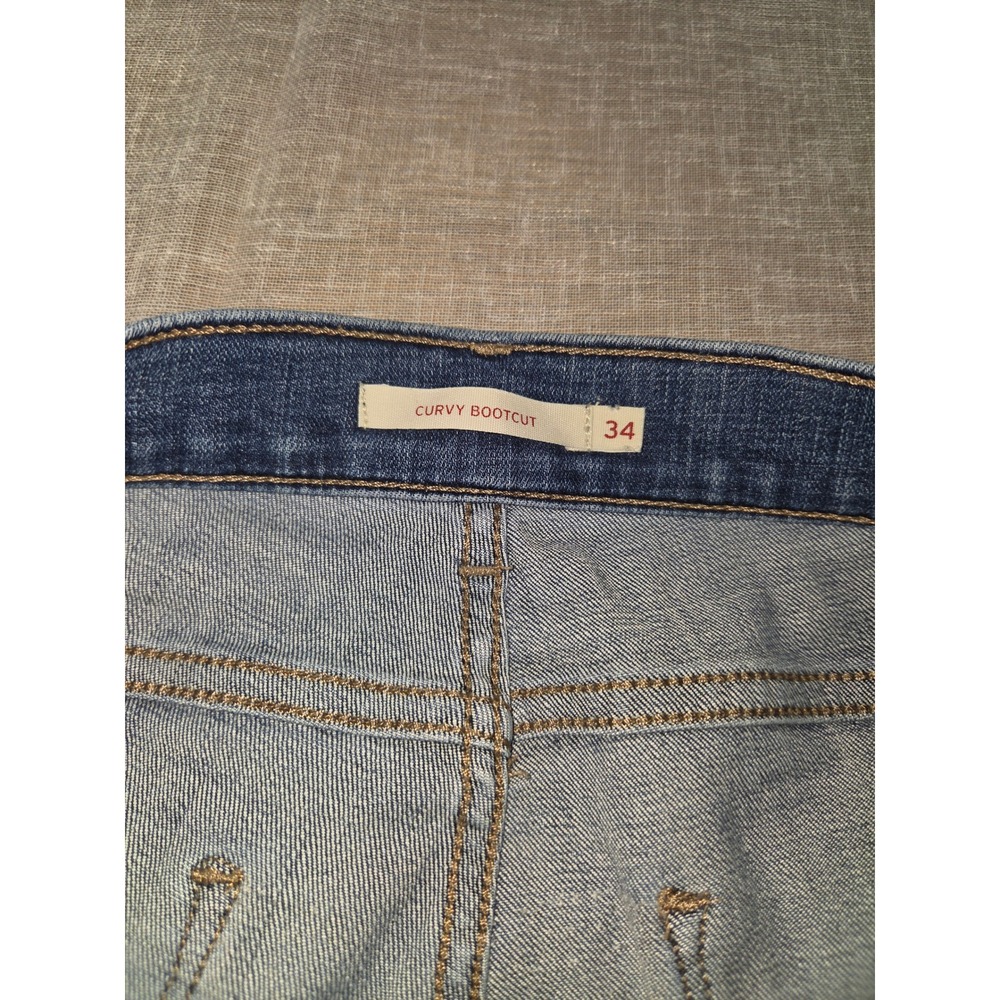 Levis Curvy Bootcut Jeans Womens 34 Medium Wash Blue Denim Mid Rise Stretch - Picture 7 of 11